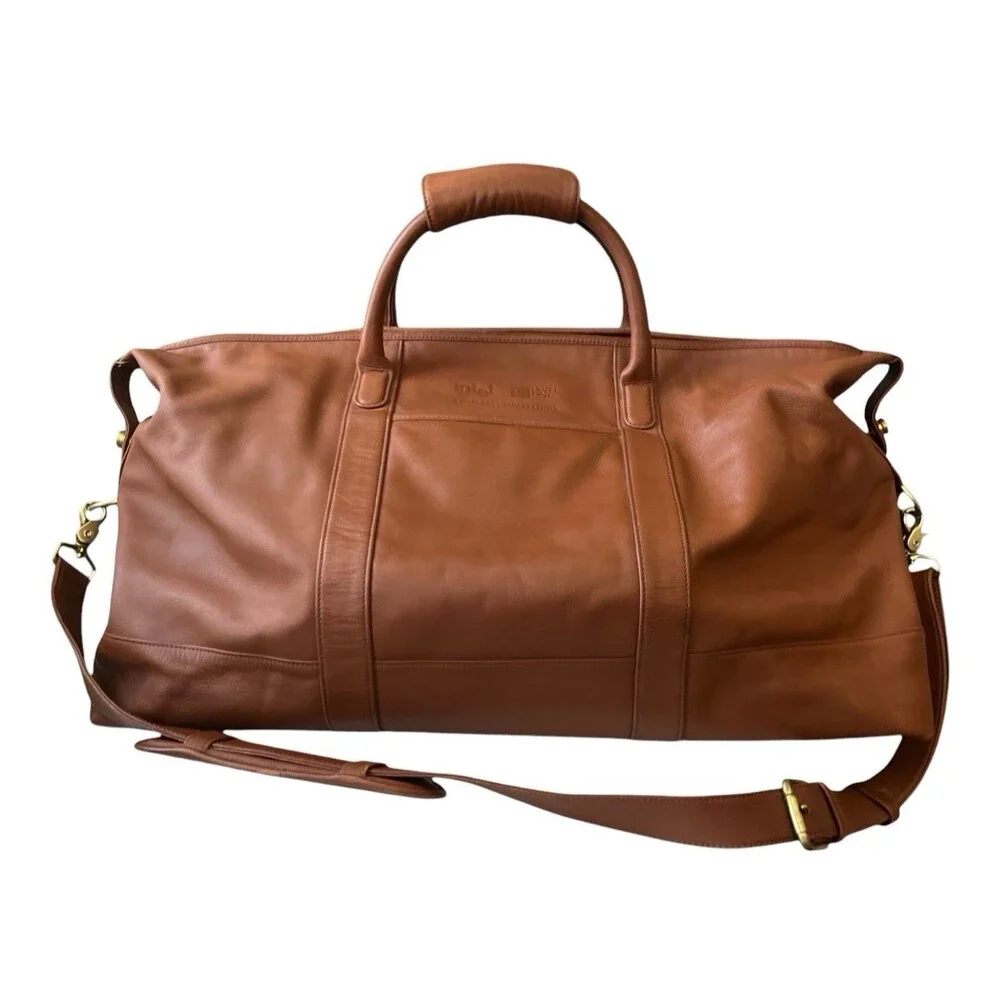 Vintage Coach Cabin Weekender Leather Duffle Bag 199-0502 Brass 22.5x11x9